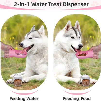 Dog Cat Water Bottle, Portable Pet Water Bottle with Food Container, Outdoor Water Dispenser, Leak Proof Water Bottles for Dogs